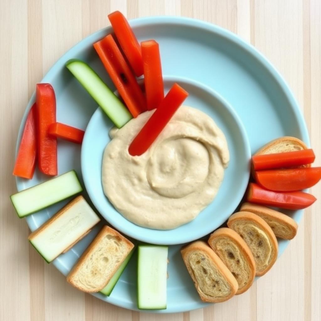 Hummus with soft veg & toast dippers