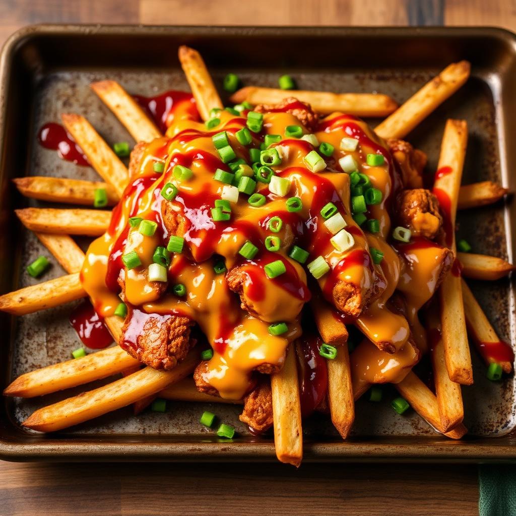 Loaded BBQ chicken dirty fries