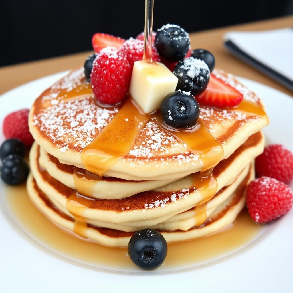 American pancakes with berries