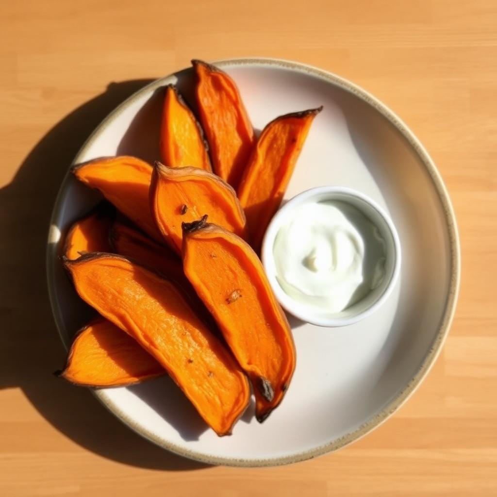 Sweet potato wedges & yoghurt dip