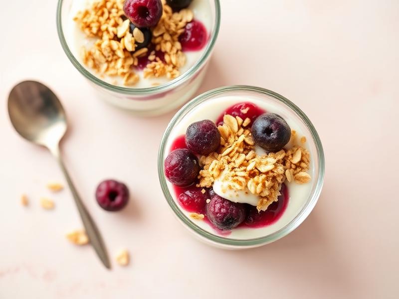 Berry yoghurt pots with oat crumble